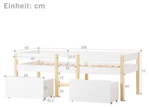 Kinderbett Ivy Weiß - Holzwerkstoff - Massivholz - 90 x 77 x 200 cm