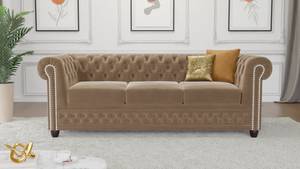 Sofa Karl 3-Sitzer Chesterfield Beige