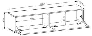 RTV-Schrank Geriffelt ORO 135 Grau Grau