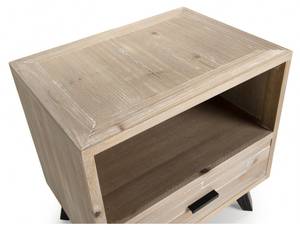 Nachttisch 1 Schublade 1 Nische Beige - Holz teilmassiv - 38 x 55 x 52 cm