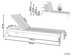 Gartenliege BELLANO Braun - Massivholz - 65 x 91 x 196 cm