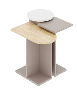 Table d'appoint Mund Beige - Marron - Blanc - Bois manufacturé - 50 x 46 x 27 cm
