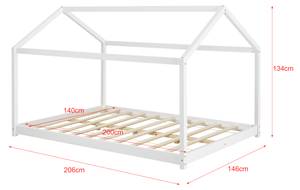 Kinderbett mit Matratze 140x200cm Weiß - 146 x 134 cm