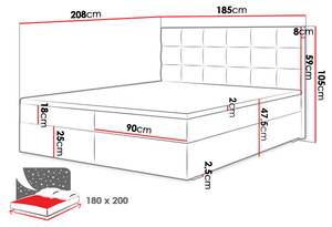 Boxspringbett Fado II Grau - Breite: 185 cm