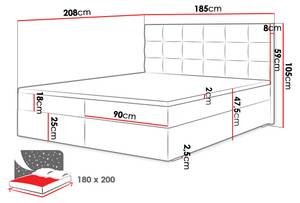 Boxspringbett Fado I Hellgrau - Breite: 185 cm