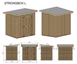 Holz Gartenhaus StrongBox L Grau - Massivholz - Holzart/Dekor - 163 x 225 x 203 cm