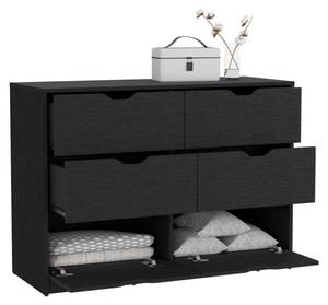 Commode Basilea Noir - Bois manufacturé - Matière plastique - 108 x 78 x 42 cm