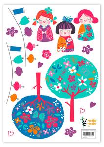 Cherry blossom Sticker 29,7x42 cm Matière plastique - Textile - 1 x 30 x 42 cm