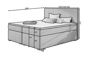 Boxspringbett CANDOR Blau - Breite: 180 cm