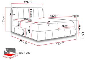 Boxspringbett Venezia Grau - Breite: 140 cm