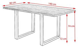 Esstisch LORE Mango massiv Braun - Massivholz - Holzart/Dekor - 90 x 77 x 140 cm