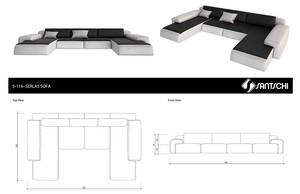 Sofa SICILE Grau - Kunstleder - 250 x 70 x 400 cm