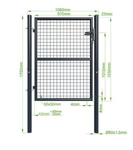 Portillon grillagé OLGA poteaux ronds Gris - Hauteur : 131 cm