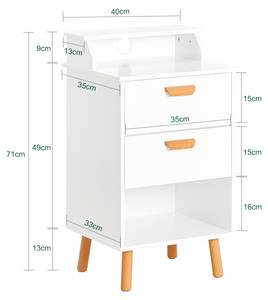 Nachttisch FBT125-W Braun - Weiß - Holzwerkstoff - Massivholz - 40 x 71 x 35 cm