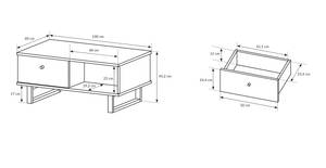 Table basse AVIO Gris - Bois manufacturé - Matière plastique - 100 x 46 x 60 cm