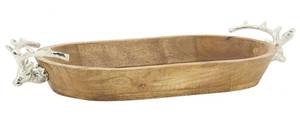 Ovaler Korb aus Mangoholz "Cerf" Massivholz - 47 x 9 x 21 cm