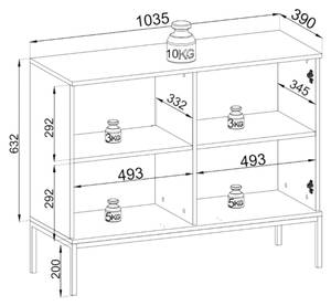 Sideboard TOSENA Schwarz - Holzwerkstoff - 104 x 83 x 39 cm