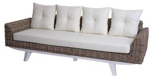 Sofa M32 Weiß - Rattan - Massivholz - 209 x 85 x 78 cm