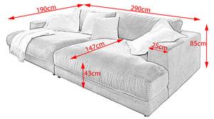 Big Sofa MADELINE Taupe - Tiefe: 190 cm