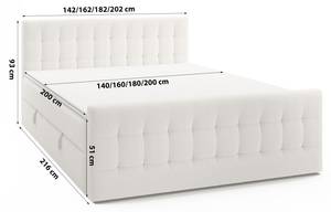 Boxspringbett Yazo Royal Cremeweiß - Breite: 142 cm