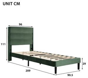 Polsterbett HU AGC20 Grün - Breite: 91 cm