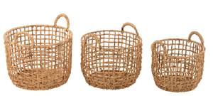 Lot de 3 paniers ronds en jacinthe d'eau Marron - Bois manufacturé - Fibres naturelles - 46 x 63 x 46 cm