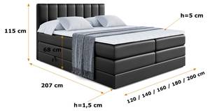 Boxspringbett OTTA KING Hochglanz Schwarz - Breite: 160 cm