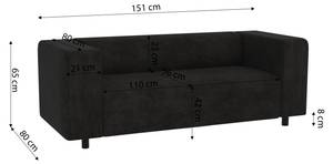 Polstergarnitur 3+2 Mette aus Cord-Stoff Schwarz