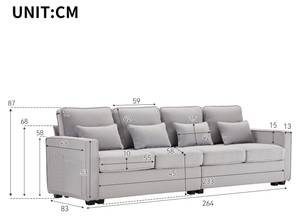 4-Sitzer Sofa Mercury Ⅷ Grau - Holzwerkstoff - Metall - Textil - Holzart/Dekor - Holz teilmassiv - 83 x 87 x 264 cm