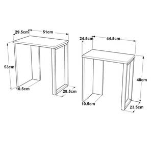 Lot de 2 tables basses gigognes Vesanto Noir - Imitation chêne