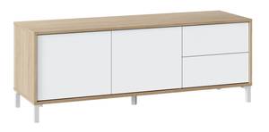 Meuble TV Cary Chêne et Blanc Blanc - Bois manufacturé - 130 x 47 x 41 cm