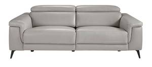 3-Sitzer-Sofa, bezogen mit grauem Leder Grau - Echtleder - Textil - 215 x 99 x 103 cm