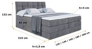 Boxspringbett APO KING Steingrau - Breite: 200 cm