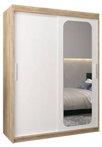 Armoire à portes coulissantes promo t2 Imitation chêne de Sonoma - Blanc - Largeur : 150 cm - 2 porte