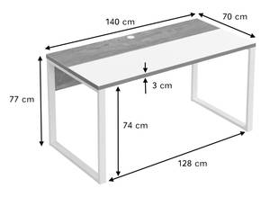 Schreibtisch Bürotisch NOEL Weiß - Wildeiche Dekor - 140 x 70 cm