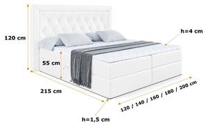 Boxspringbett NOEL Hochglanz Weiß - Breite: 140 cm - H4