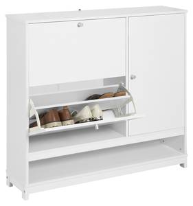 Armoire à Chaussures FSR114-W Blanc - Bois manufacturé - Bois massif - 102 x 96 x 24 cm