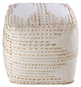 Pouf Würfel Jute Boho Braun - Weiß - Naturfaser - 45 x 45 x 45 cm