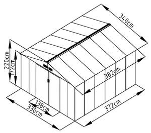 Cabane de jardin ARCHER Gris - Métal - 372 x 172 x 330 cm