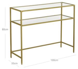 Konsolentisch Bissau Gold - Glas - 35 x 80 x 100 cm