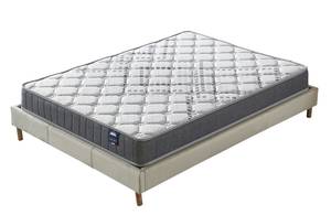 Bett+Taschenfederkernmatratze 140x190cm Weiß - Naturfaser - 140 x 48 x 190 cm