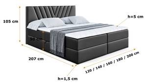 Boxspringbett ERNINA Hochglanz Schwarz - Breite: 160 cm - H3