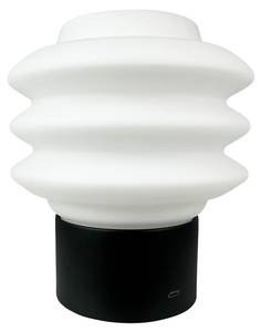 Tischlampe Diva aufladbar Schwarz - Glas Weiß