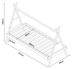 Lit tipi Siikajoki avec matelas Marron - Bois massif - Bois/Imitation - 94 x 140 x 213 cm