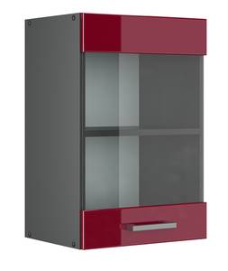 meuble de cuisine haut vitré R-Line Anthracite - Bordeaux brillant