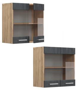 hängender Geschirrschrank R-Line 47564 Schwarz - Sonoma Eiche Trüffel Dekor