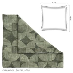Kissenbezug grau-grün Halbkreise Braun - Grün - Textil - 45 x 45 x 45 cm