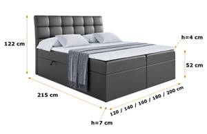 Boxspringbett mit Topper APO Hochglanz Schwarz - Breite: 140 cm - H3