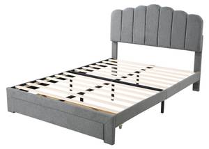 Jugendbett Jakob Grau - Holzwerkstoff - Metall - Massivholz - 140 x 105 x 204 cm