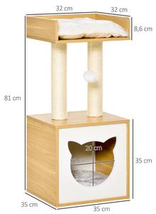 Katzenhaus D30-435 Braun - Holzwerkstoff - 35 x 81 x 35 cm